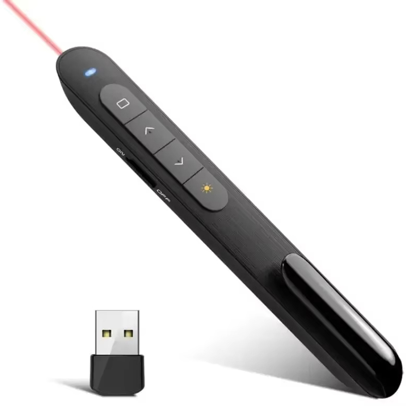 Presentation Remote Laser - ปากกาเลเซอร์ไร้สายสีแดงสำหรับเปลี่ยนหน้าสไลด์ 2.4G RF พร้อมรีโมทควบคุมระดับเสียง สำหรับงานนำเสนอ PPT