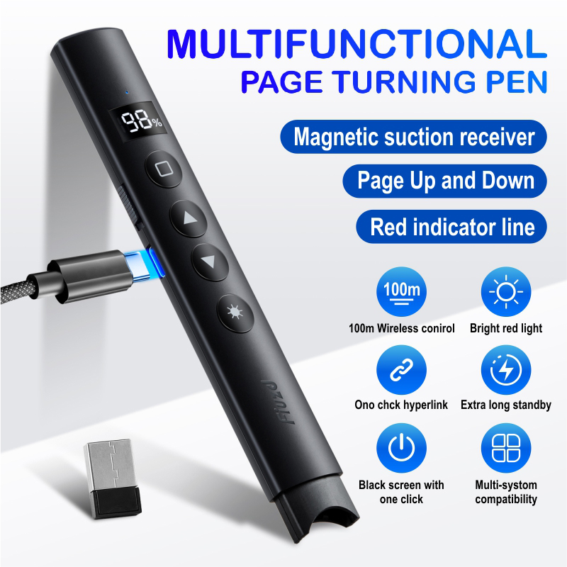 Presentation Remote Laser - ปากกาเลเซอร์ไร้สายสีแดงสำหรับเปลี่ยนหน้าสไลด์ 2.4G RF พร้อมรีโมทควบคุมเสียง สำหรับงานนำเสนอ PPT