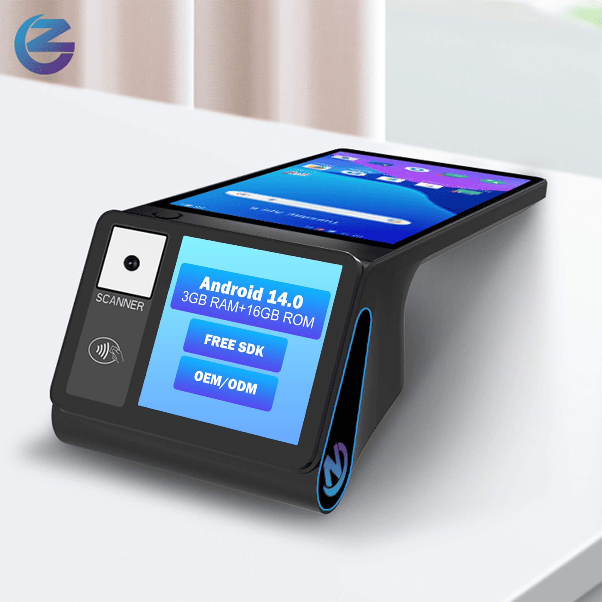 Pos Terminal Android - ระบบขายหน้าร้านแบบพกพา Android 14.0 หน้าจอคู่ 8 นิ้ว