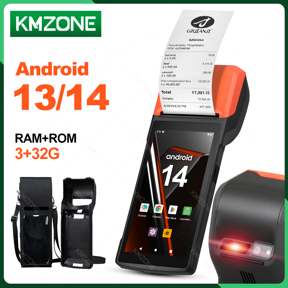 Pos Terminal Android - มือถือ Android 13/14 PDA เครื่องพิมพ์ 58