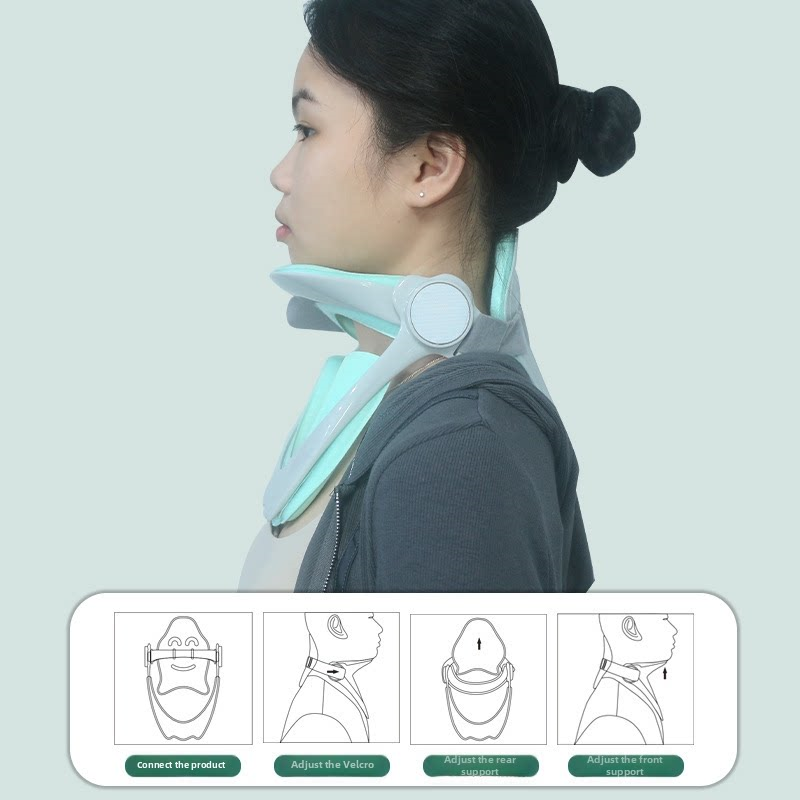 Office Technologies - อุปกรณ์ดึงคอตามหลักสรีรศาสตร์ ป้องกันการงอน แก้ไขท่าทางศีรษะ ปลอกคอแบบนุ่ม รองรับต้นคอ สำหรับใช้ในบ้านและสำนักงาน