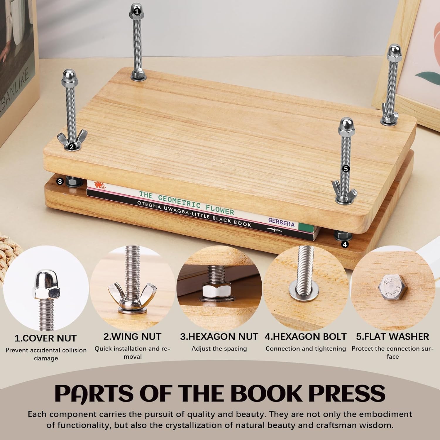 Binding Machine Comb - เครื่องกดหนังสือไม้, อุปกรณ์เข้าเล่ม, เครื่องกดกระดาษแบนสำหรับงาน DIY บนโต๊ะทำงาน เช่น