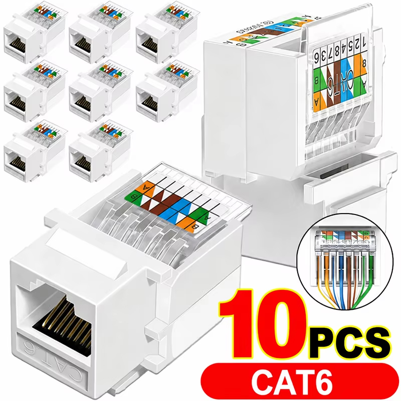 Patch Panel Cat6 - หัวต่อสายแลน CAT6 แบบคริสตัล สำหรับสายอีเธอร์เน็ต อินเทอร์เน็ต พร้อมอุปกรณ์เชื่อมต่อสายแลน