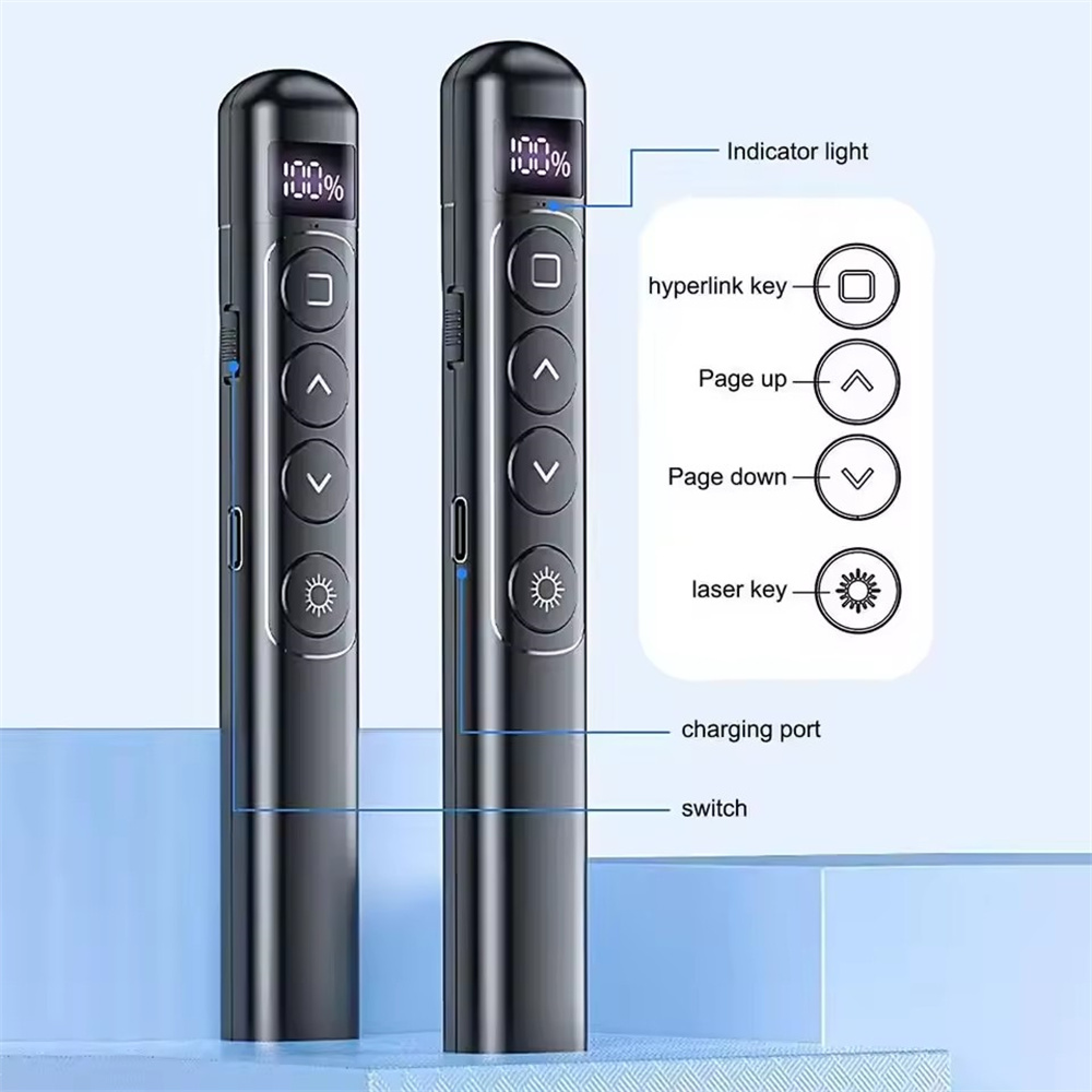 Presentation Remote Laser - ปากกาคลิกเกอร์สำหรับงานนำเสนอแบบไร้สาย RF 2.4GHz พร้อมเลเซอร์ชี้เป้า ควบคุมไฮเปอร์ลิงค์ แสงอินฟราเรดสีแดง